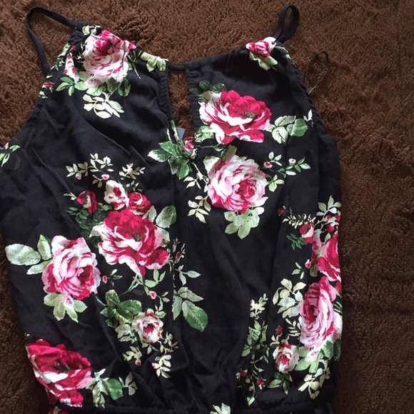Black Floral Strappy Wide Leg Jumpsuit Sz S NWT - Picture 9 of 15
